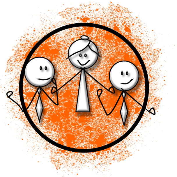 Symbol für "Zielgruppe", das durch drei Skizzen von Menschen dargestellt wird