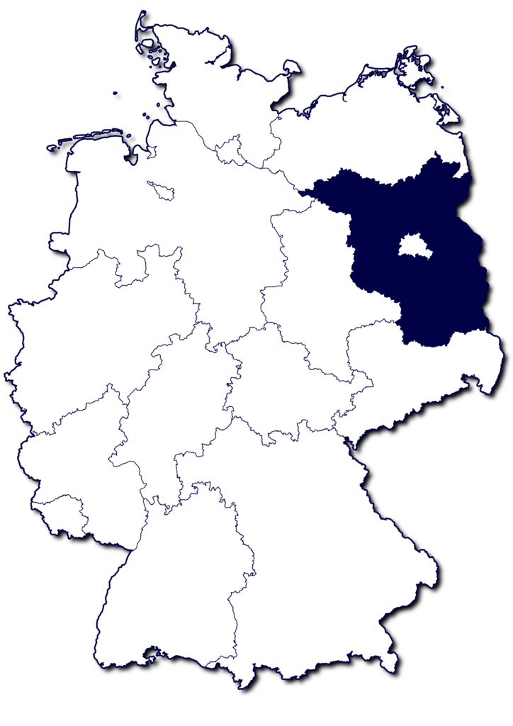 Karte von Deutschland mit Brandenburg als markiertes Bundesland