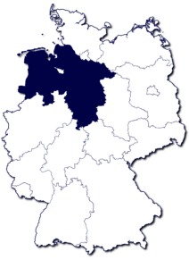 Karte von Deutschland mit Niedersachsen als markiertes Bundesland
