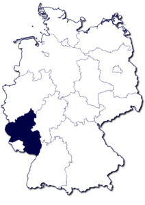 Karte von Deutschland mit Rheinland-Pfalz als markiertes Bundesland
