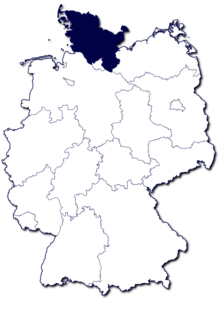 Karte von Deutschland mit Schleswig-Holstein als markiertes Bundesland
