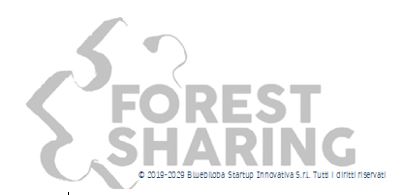 Logo des Projekts Forest Sharing, das ein Puzzleteil zeigt, vor dem der Name des Projekts in grauen Buchstaben steht.